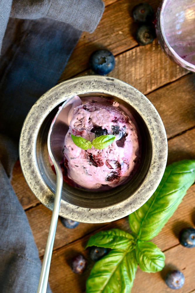 Blueberry Basil No-Churn Ice Cream ciaochowbambina.com