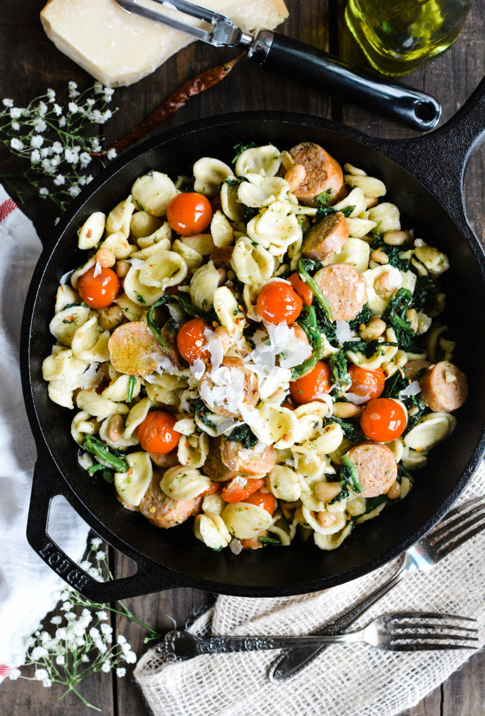 Orecchiette with Chicken Sausage, White Beans & Rapini ciaochowbambina.com