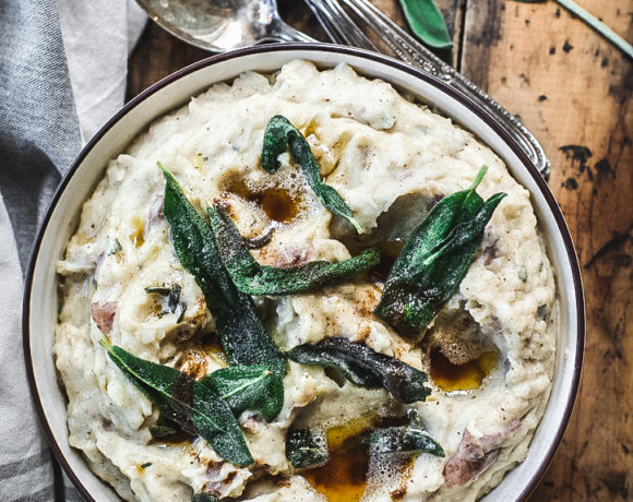 Brown Butter Mashed Red Potatoes with Roasted Garlic & Sage