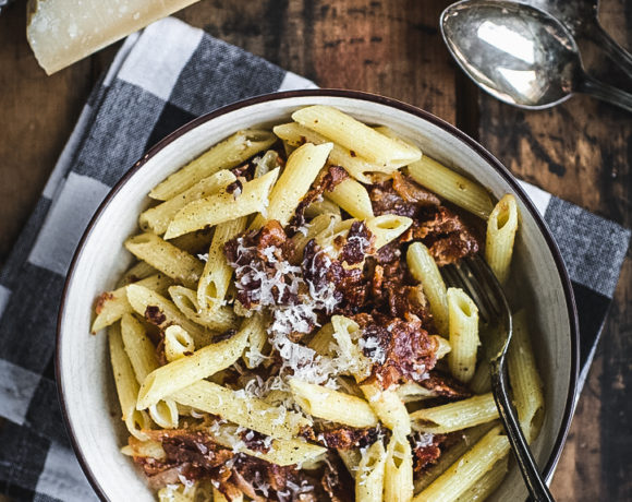 Penne with Bacon, Black Pepper & Parmesan