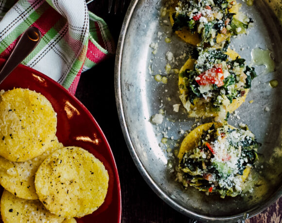 Italian-Style Fried Polenta with Greens & Pancetta is the heavenly bite you didn't know you needed!